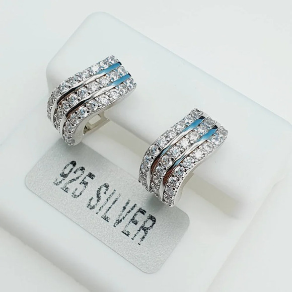 "925 Sterling Silver Cubic Zirconia Earrings, UU1P6A6125 - Picture 7 of 10